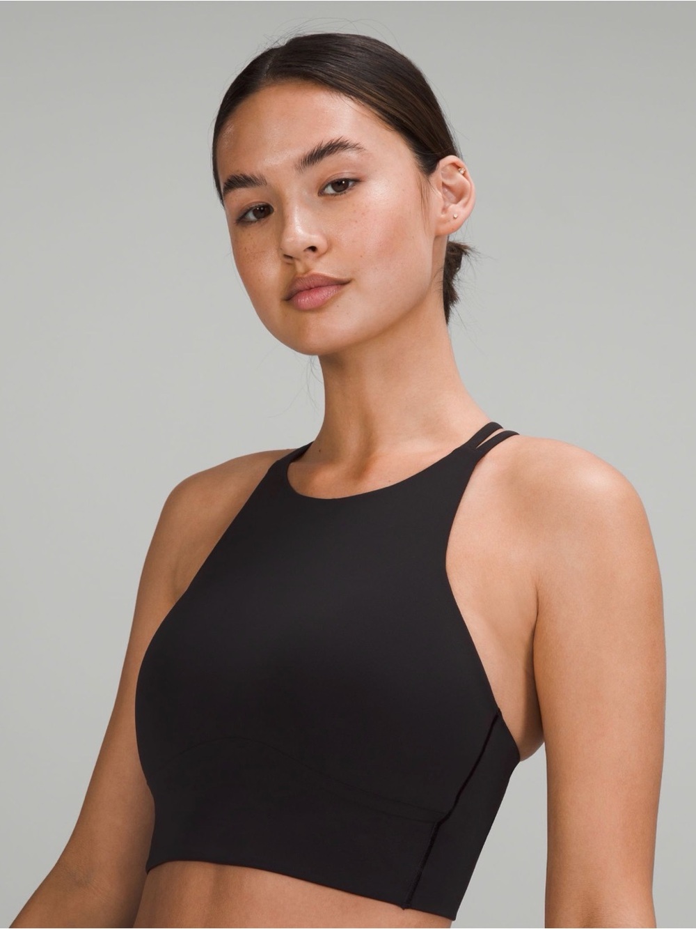 NWT Lululemon Like a Cloud High-Neck Black Crop Bra b/c 4